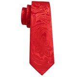 Barry.Wang Ensemble cravate et boutons de manchette en soie pour homme, motif jacquard, rouge, bordeaux, rose, pour mariage, affaires, fête