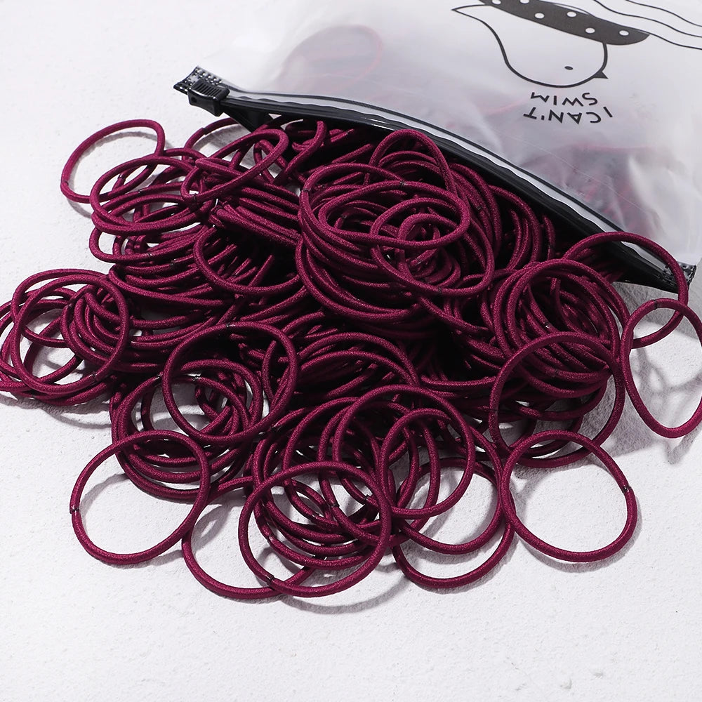 Lot de 50 bandeaux élastiques en caoutchouc pour cheveux, style macaron, très élastiques, durables, pour queue de cheval haute, pour femmes et enfants