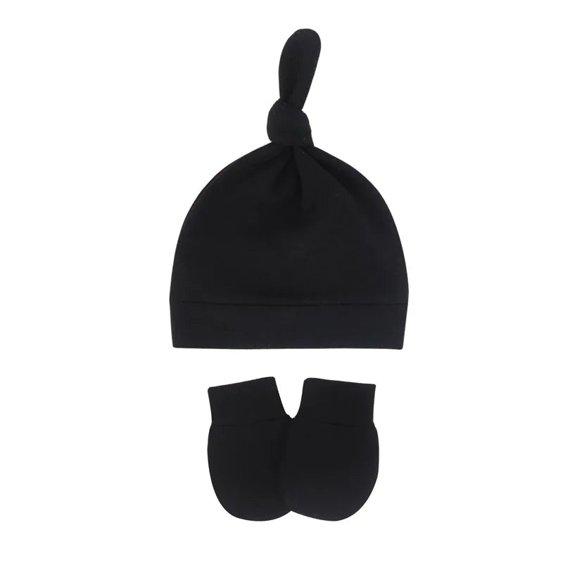 Bonnet pour nouveau-né avec gants, bonnet chaud en coton pour enfants, accessoires pour enfants, bonnet de nuit pour bébés de 0 à 6 mois, automne et hiver
