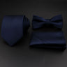 Hot Sale Red Blue Tie Set Polyester Slim Striped Necktie Bowtie Cufflink Brooch For Groom Suit Wedding Cravat Shirt Accessory