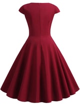 Pink Summer Dress Women V Neck Vintage Robe Elegant Retro pin up Party Office Midi Dresses