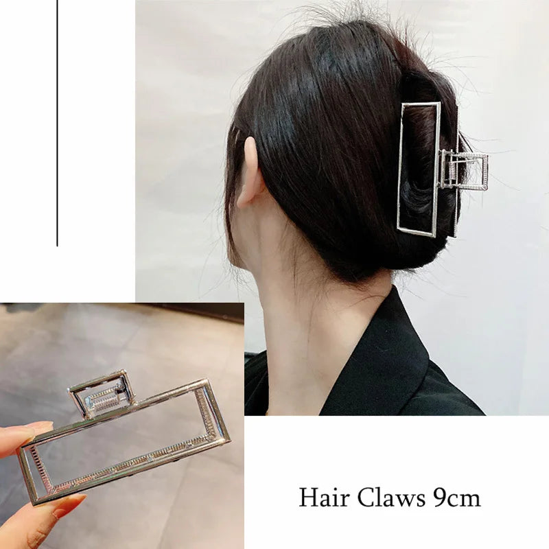 Fashion Metal Hair Claw For Women Gold Silver Color Cross Crab Hair Clip Korean Elegant Geometric Hairpin Girl Hair Accessories