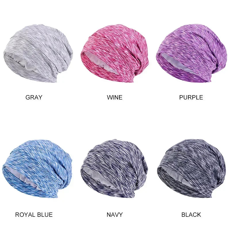 Bonnet de nuit unisexe doublé en satin pour femme et homme, bonnet de nuit ample pour soins capillaires, bonnet anti-chute, bonnet de nuit, couvre-chef