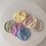 Fashion Cute Baby Knitted Beret Hat Solid Color Children's Warm Hats Autumn Winter Cap For Kids Outdoor Bonnet Accessories Gift
