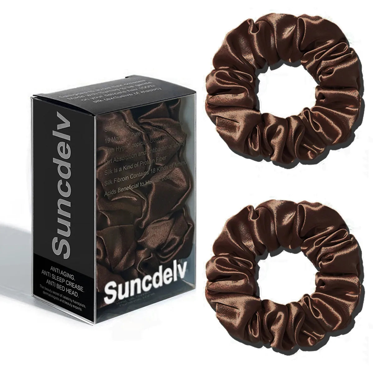 2PCS 3.5CM Mulberry Silk Scrunchies Women Grils Hair Ties for Hair Sleep No Damage Hairband Curly Hair Elastics Ponytail Holder