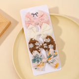 4Pcs/Set Lovely Cotton Bowknot Clips Safe Hairpins Girl Fresh Pastoral Hairclips Baby Hair Accessories Kids Print Hairgripe Gift