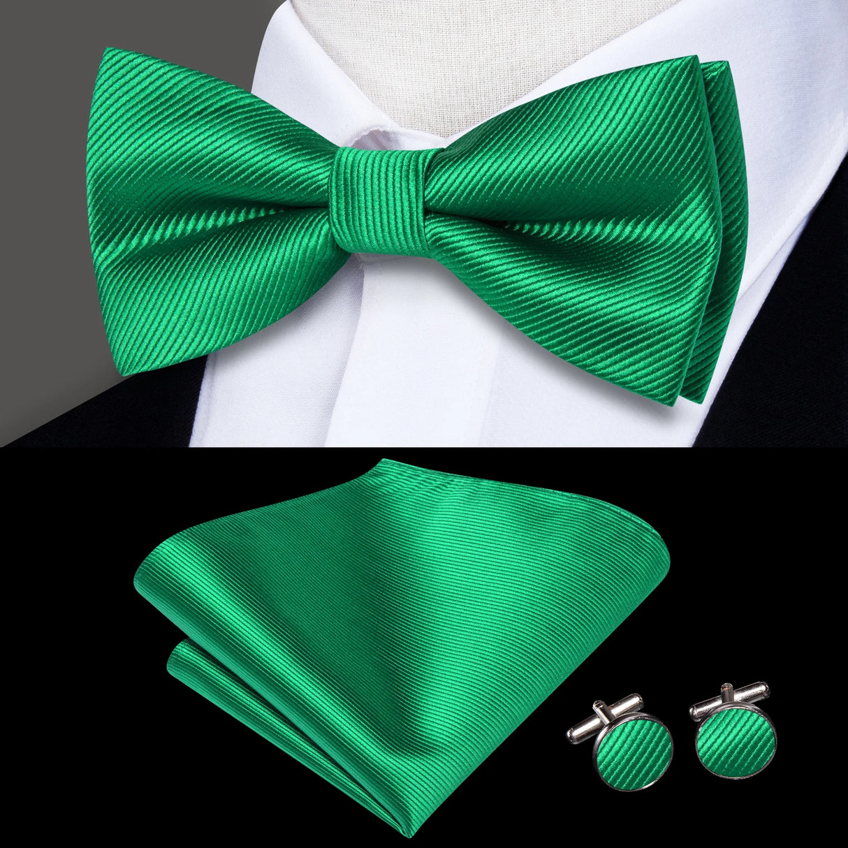 Hi-Tie Marque Soie Pré-noué Homme Nœud Papillon Mouchoir Boutons de Manchette Ensemble Nœud Papillon pour Homme Jacquard Solide Cachemire Floral Mariage Cadeau d'Affaires