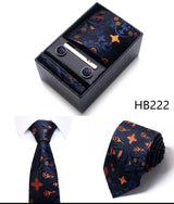 Cravate pour homme, tout nouveau style, cadeau de mariage, ensemble de pochettes, boîte à cravates, accessoires de costume noirs pour hommes