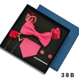 Coffret cadeau pour homme et femme, pochette, cravate, boutons de manchette, broche, couleur unie, pour mariage, affaires, vente en gros