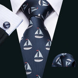 Ensemble de cravates pour homme, motif dinosaure, bleu marine et doré, 8,5 cm, en soie, idéal pour un mariage, FA-5191