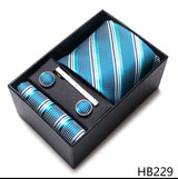Cravate pour homme, tout nouveau style, cadeau de mariage, ensemble de pochettes, boîte à cravates, accessoires de costume noirs pour hommes