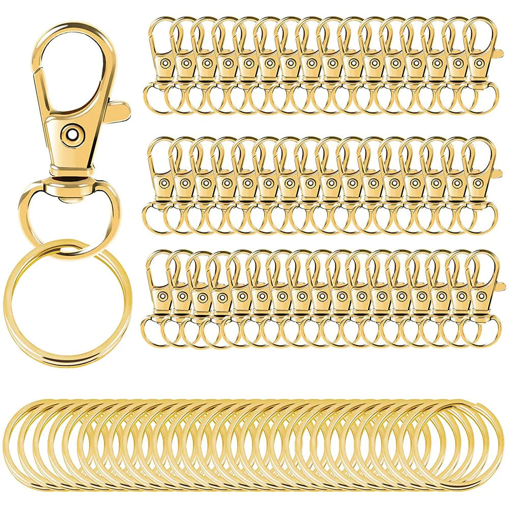 Lot de 100 mousquetons pivotants pour porte-clés, mousquetons à mousqueton pour porte-clés, bijoux, loisirs créatifs