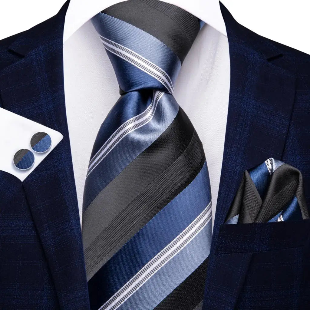 Cravates pour hommes 2023, nouvelle mode pour hommes, 8,5 cm, pochette, boutons de manchette, accessoires de mariage, créateur de cravates Hi-Tie, vente en gros