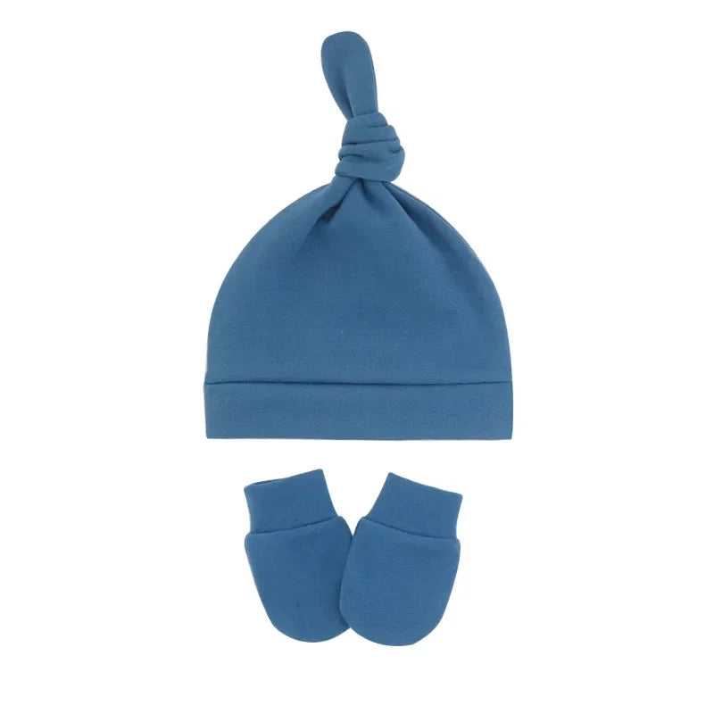 Bonnet pour nouveau-né avec gants, bonnet chaud en coton pour enfants, accessoires pour enfants, bonnet de nuit pour bébés de 0 à 6 mois, automne et hiver
