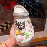 New Sanrio Kuromi LED Shoes Accessories Cartoon Peripheral Cinnamoroll Melody Pompompurin Charm Buckle Charms Kids Gift