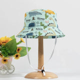 Cute Cartoon Printing Bucket Baby Hat Cotton Breathable Kids Fisherman Hat Infant Toddle Sun Hat with Drawstring for 1-5 Years
