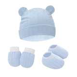 Conjunto de 2 o 3 gorros para bebé de primavera y otoño con forma de oreja, guantes y calcetines, gorros para recién nacidos, accesorios de fotografía informales, gorro de dormir a la moda.