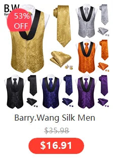 Barry.Wang Nouveauté Soie Hommes Cravate Mouchoir Boutons de Manchette Ensemble Jacquard Animal Dinosaure Chauve-Souris Gravat Cravate Pour Homme Mariage Affaires