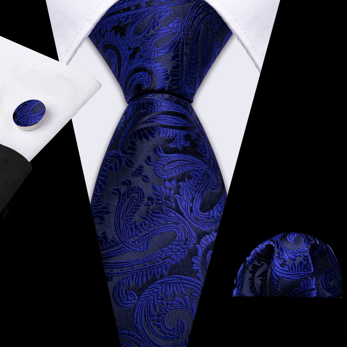 Cravate de mariage noire, dorée et rose pour homme, en soie florale, motif jacquard, pochette, boutons de manchette, pour soirée d'affaires, Barry.Wang