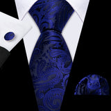 Cravate de mariage noire, dorée et rose pour homme, en soie florale, motif jacquard, pochette, boutons de manchette, pour soirée d'affaires, Barry.Wang