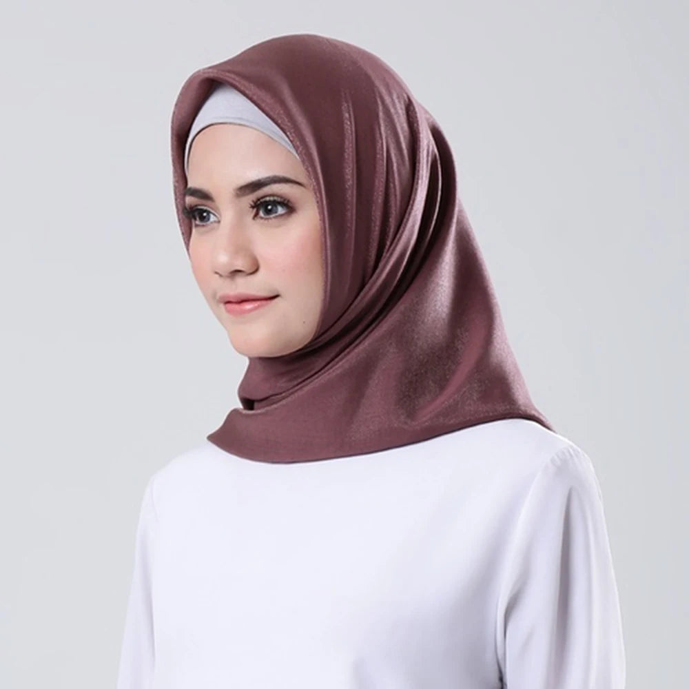 Foulard carré en soie pour femme, grande taille, couleur unie, doux, prêt à porter, bandana de luxe, 110 x 110 cm