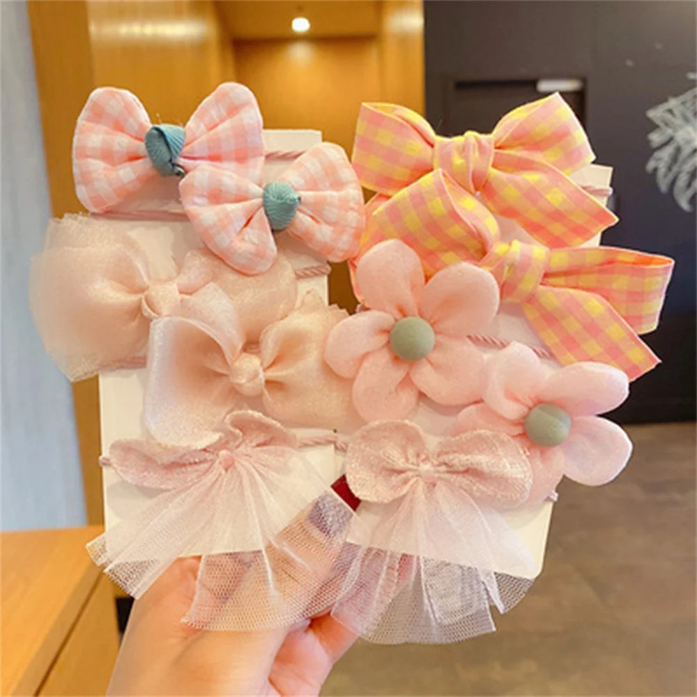 Lot de 10 élastiques à cheveux en forme de nœud floral pour filles et enfants, jolis élastiques colorés à faire soi-même, accessoires pour cheveux