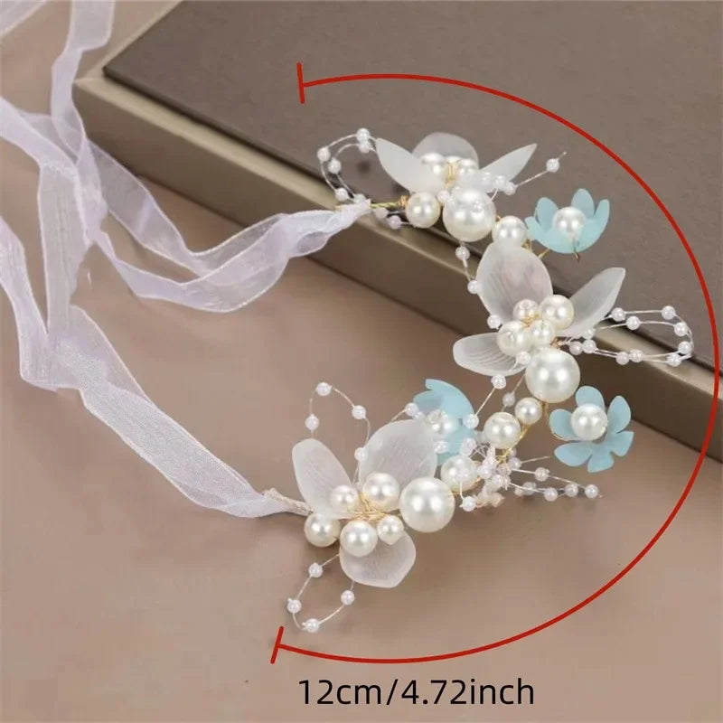 Elegant Girls Headband Lmitated Pearl Hair Headdress Baby Girls Flower Wreath Bride Garland Head Hoop Wedding Headbands Hair