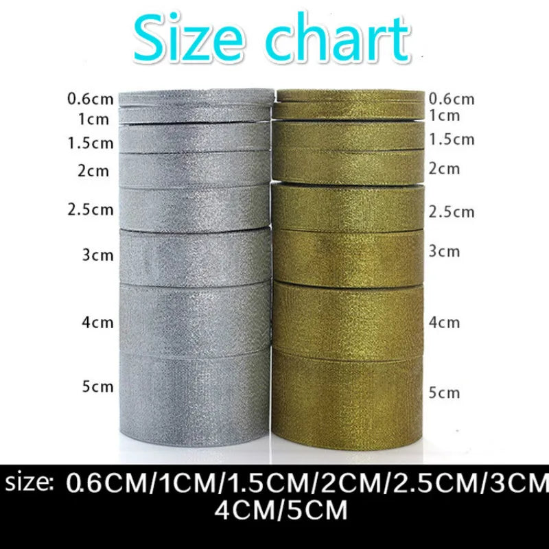Rouleau de 22 mètres de ruban satiné pailleté doré et argenté, pour décoration de mariage, bricolage, nœuds, cadeaux de Noël