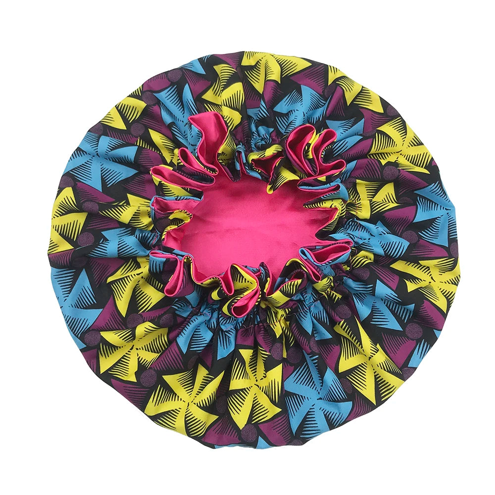 Bonnet de nuit double épaisseur en satin soyeux pour femme, grand bonnet réversible doublé de satin, couvre-chef pour la nuit, accessoires pour cheveux
