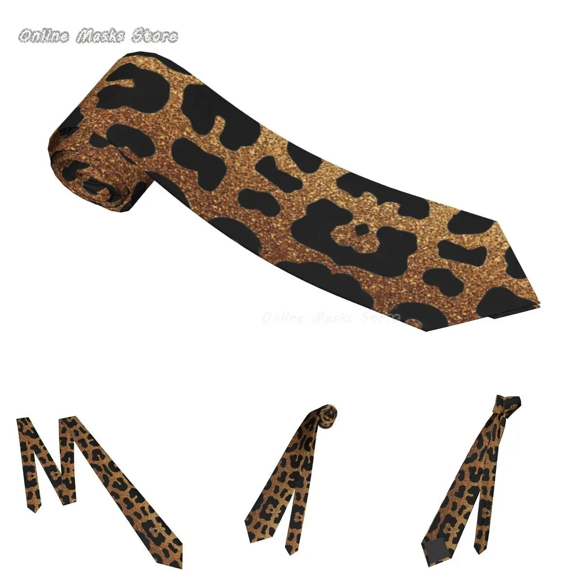 Cravates léopard pour hommes, soie et polyester, étroites, 8 cm, motif tigre, pour costumes, accessoires, fête de mariage, cosplay
