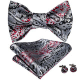 Dropshipping Jacquard Silk Mens Self Bow Tie Hanky Cufflinks Set Male Butterfly Knot Bowtie Wholesale for Male Wedding Business
