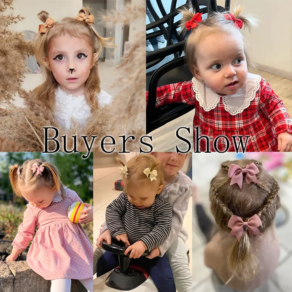 10Pcs/Set New Cute Solid Ribbon Bowknot Hair Clips for Baby Girls Handmade Bows Hairpin Barrettes Headwear Kids Hair Accessories