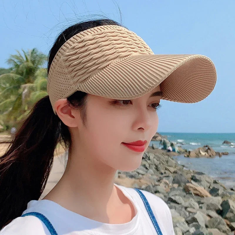 2023 Spring Summer Women Empty Top Hat Hollow Out Breathable Baseball Caps UV Protective Sunshade Sun Hats Panama Visor Cap