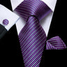 Hi-Tie – Cravate de mariage en soie violette unie à motif cachemire pour homme, ensemble de qualité avec boutons de manchette et mouchoir, cadeau tendance, livraison directe