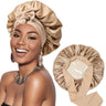 New Satin Double Layer Bonnet Solid Wide Tie Band Stretch Head Silky Bonnet Edge Wrap Nightcap Hair Care Shower Bonnet for Women