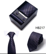 Cravate pour homme, tout nouveau style, cadeau de mariage, ensemble de pochettes, boîte à cravates, accessoires de costume noirs pour hommes