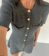 Robe courte élégante en tricot Trendix pour femme, coupe slim, taille haute, manches courtes, côtelée, idéale pour les vacances