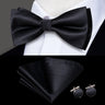Hi-Tie Marque Soie Pré-noué Homme Nœud Papillon Mouchoir Boutons de Manchette Ensemble Nœud Papillon pour Homme Jacquard Solide Cachemire Floral Mariage Cadeau d'Affaires