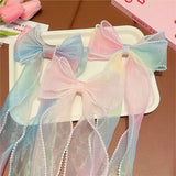 Pearl Big Bows Ribbons Children's Hair Accessories Braided Hairpins Headdresses Summer Girls Princess Hairpins Kids Headwear