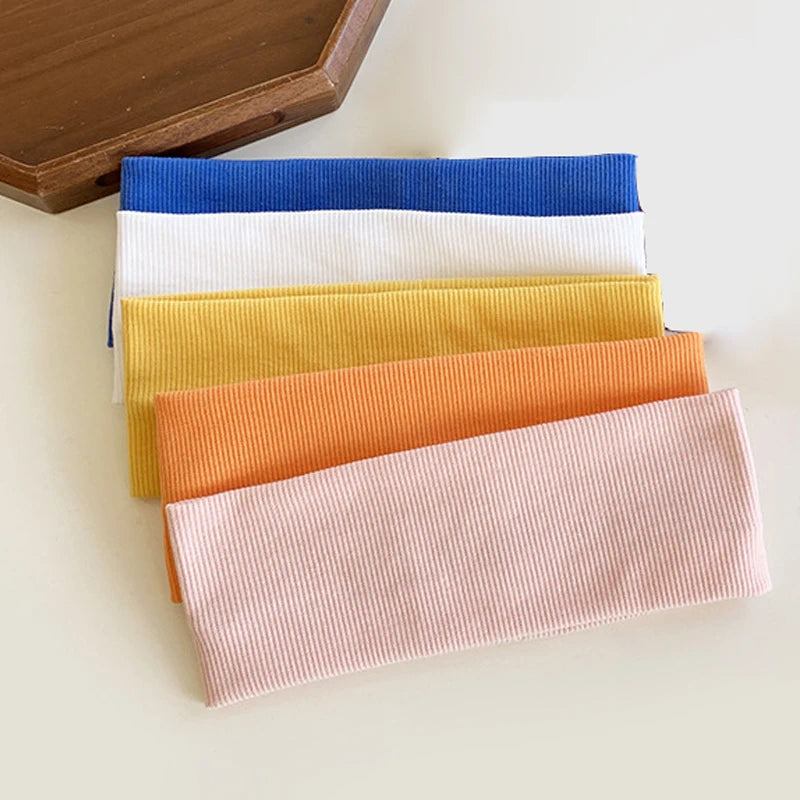 5PCS Solid Color Elastic Hairband Running Fitness Sport Headband Yoga Sweat-absorbing Headband Fashion Headband Hair Accessories