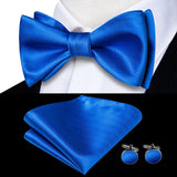 Hi-Tie Ensemble nœud papillon en soie pour homme, mouchoir et boutons de manchette, bleu, rouge, or, noir, blanc, jacquard, nœud papillon, mariage, affaires