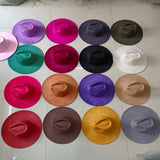 Suede Top Hat 9.5cm Wide Brim Fedora Hat Men Women Autumn Winter Felt Jazz Hats Classic Church Fedoras Chapeau Sombrero Mujer
