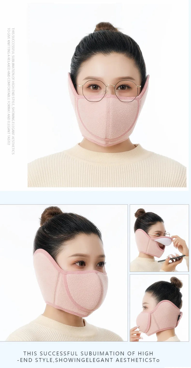 Winter Cold Warm Masks Ear Masks Full Package Thickened Shaking Grain Velvet Dust Mask For Men And Women