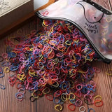 Lot de 1 000 élastiques à cheveux en nylon pour filles, accessoires pour cheveux, queue de cheval, ornements pour enfants