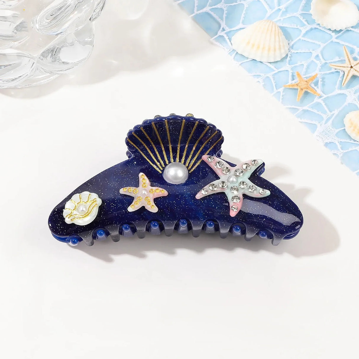 Pince à cheveux YHJ en forme d'étoile de mer pour femme, pince à cheveux en acétate et strass, bijoux de vacances, pince à cheveux tendance, accessoires pour cheveux