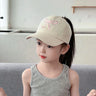 Casquette de baseball rose et blanc pour bébé fille, chapeau de soleil à queue de cheval haute, réglable, pour voyage et extérieur, nouveauté
