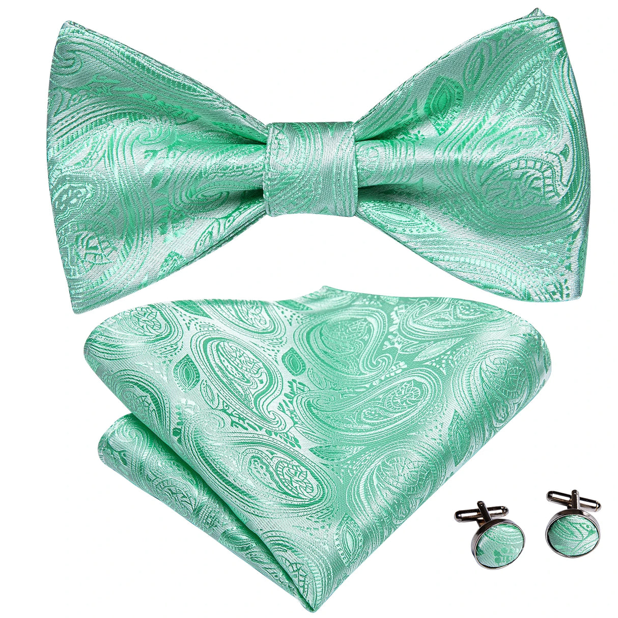 Dropshipping Jacquard Silk Mens Self Bow Tie Hanky Cufflinks Set Male Butterfly Knot Bowtie Wholesale for Male Wedding Business