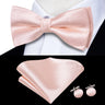 Hi-Tie Jacquard Silk Nœud papillon pour homme, ensemble de boutons de manchette et mouchoir, nœud papillon pré-noué, noir, blanc, gris, bleu, rouge, vert, rose, violet