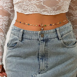 Waist Accessory Fashionable and Personalized Round Bead Chain Twisted Chain Double-layer Women's Waist Chain New Body Chain