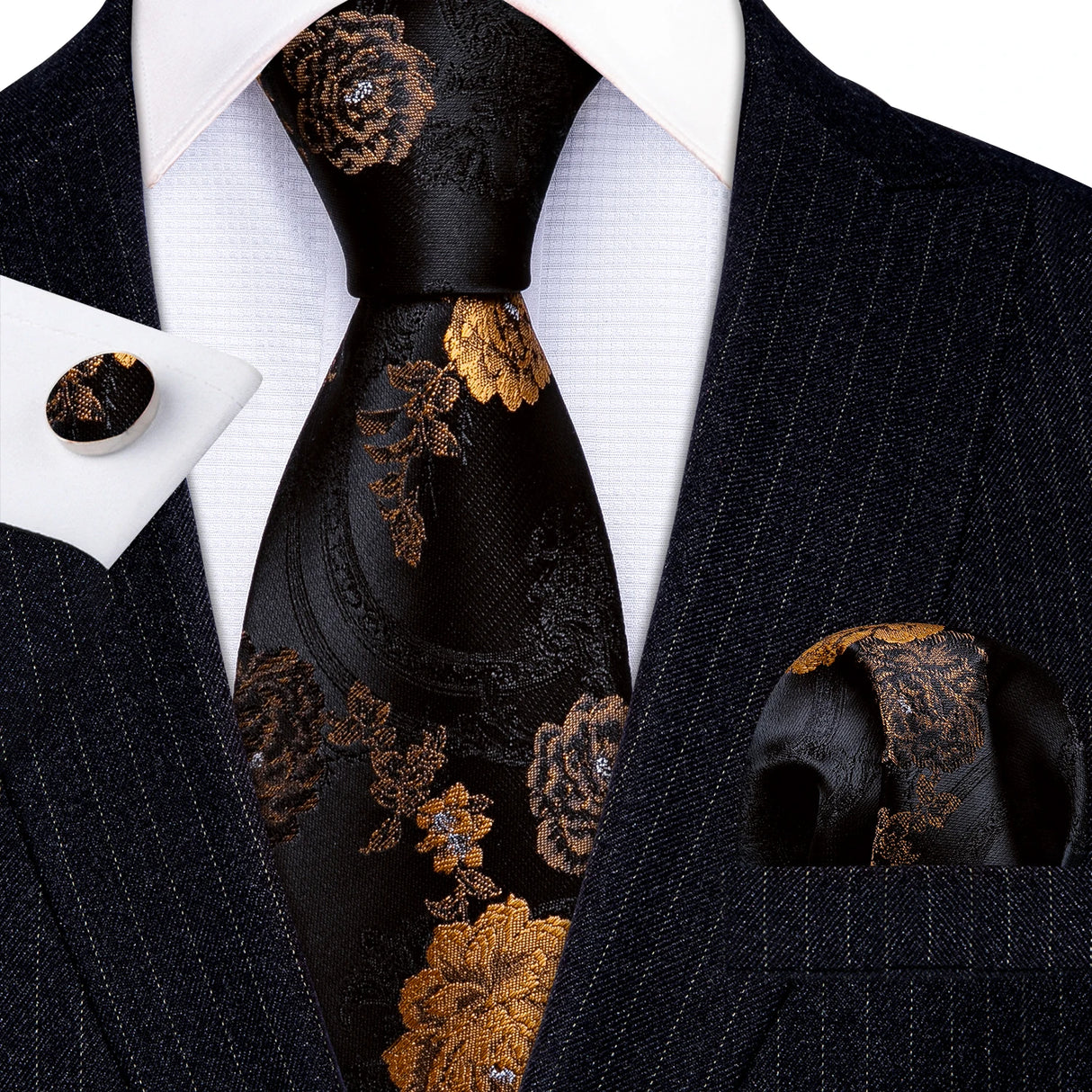 Ensemble élégant de cravates et boutons de manchette en soie à fleurs multiples pour homme, cravate jacquard à fleurs pour mariage, entreprise, fête, événement, Barry.Wang